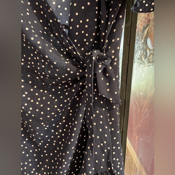 Felipe, Sz XXL, Black Mini Wrap Dress with Ruffled Flutter Sleeves - Picture 2 of 5